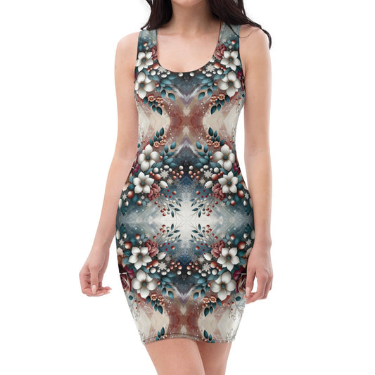 Whimsical Winter Blooms Bodycon Dress